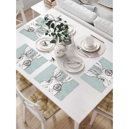 A set of napkins for setting the table "Hare-Gentleman", rectangular, size 32x46 cm, 4 pcs