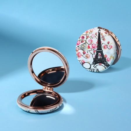Folding mirror “Paris”, D = 7.5 cm, with an increase, artificial leather, white color-1