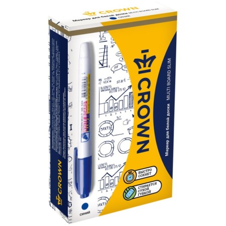 Marker for white boards 2.0 mm, Crown Multi Board Slim, bullet, blue-6
