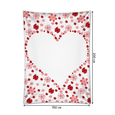 Decorative panel with photo printing "Heart from flowers", vertical, size 150x200 cm-1