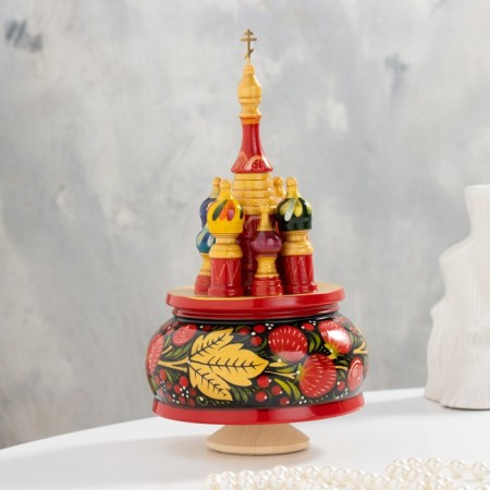 Musical souvenir "Temple", Khokhloma black manual painting