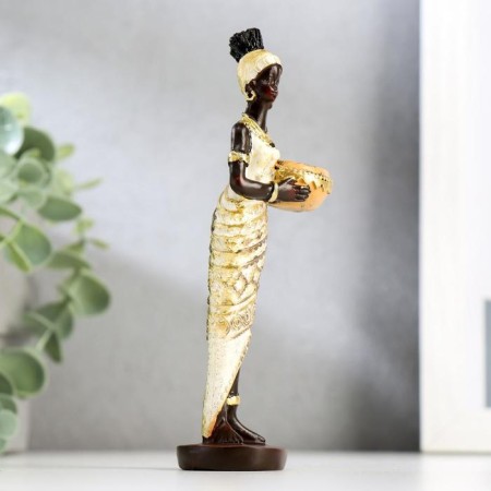Souvenir Polystone Summary "African in a beige dress with gold" mix 14.5x4.7x3.3 cm-1