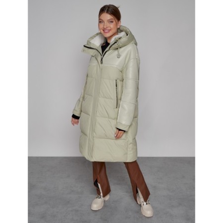 Coat insulated winter female, size 48, color light green-10
