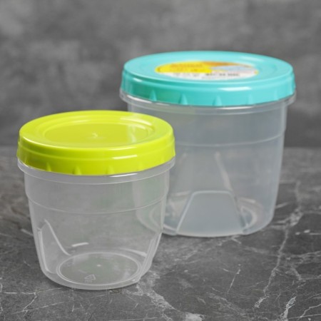 A set of round containers with twisting lids, 2 pcs: 500 ml, 1 l, color mix-6