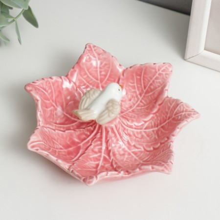 Souvenir ceramics stand "Bird on the maple sheet" MIX 5.5x13.7x13.5 cm-3