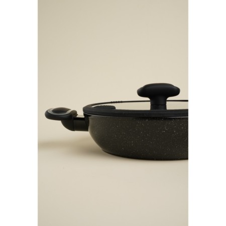 Poster - aluminum fried, d = 24 cm, h = 6.5 cm, anti -stick coating, induction, black color-2