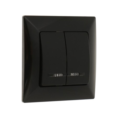 Luazon Lighting "Antei" switch, 10 A, 2 keys, hidden, backlight, black-1