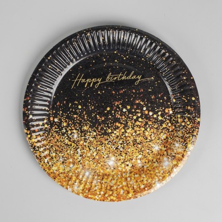 Disposable paper plate "Happy Birthday", 18 cm-1