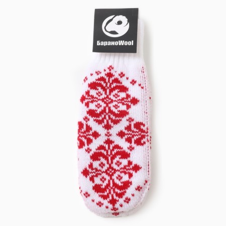 Double female mittens, white color, river 18-3