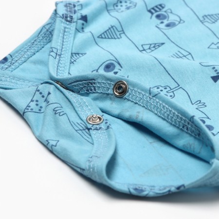 Body baby with short sleeve, color blue/raccoon, height 80-3