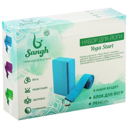Sangh yoga set: block, belt, color mix-1