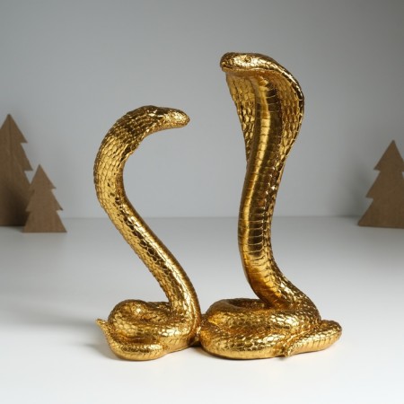 Polystone souvenir "Two cobra - dance" Gold 20x11.5x23 cm