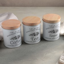 A set of cans for bulk products Sugar.coffee.tea, 10.5 × 14 cm, 3 pcs, white color