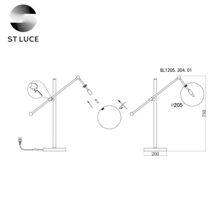 ST LUCE bedside lamp. SL1205.304.01. Sandro. 1x5 watts, G9, 4000k, 20.5x40x75 cm, brass color-12