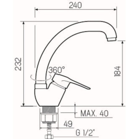 Kitchen mixer RMS SL55-011F, single-leaf, high rotary spout, chrome-1