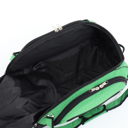 Road bag on wheels, 3 outer pockets, shoes, black/green color-5