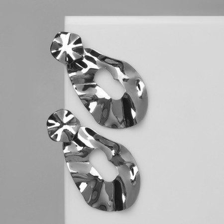Earrings Metal "Atmosphere" drop, color gray-6