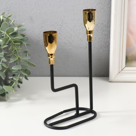 Summary Metal for 2 Candles "Pers" black with gold 12.7x5.8x20.5 cm-2