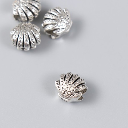 Bead for creativity Metal "Sea shell" silver 1.1x0.9 cm