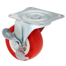 Furniture wheel, d = 50 mm, on the site, with a latch, red