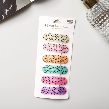 Invisibility for Herty hair (set 6 pcs) stars, 5.5 cm, mix-2