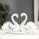 Souvenir ceramics "Two white swan in a pond" with gold, rhinestones 14 cm