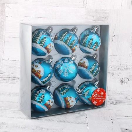 Set of balls plastic D-6 cm, 9 pcs "Zaired House" Blue-1