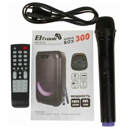 Portable karaoke system Eltronic Dance Box 300 (20-01), 30 W, TWS, AUX, USB, BT, Black-8
