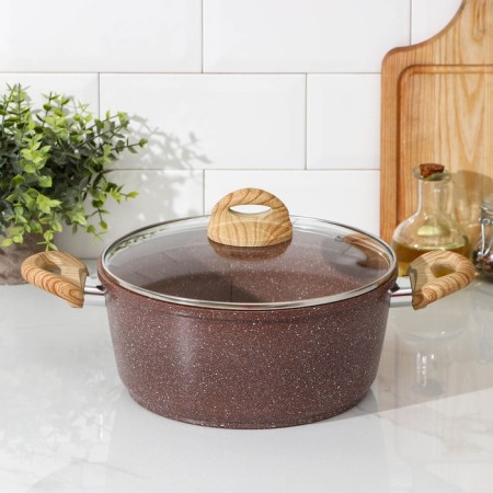 Brauni shade pots, 4 l, glass cover, anti -stick coating, induction