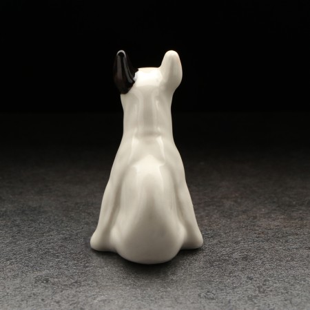 Porcelain figurine "Bul terrier", white, 6 cm-2