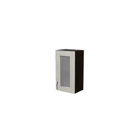 Cabinet hinged with 1 window, 40x30x72 cm, wenge, oak Gray