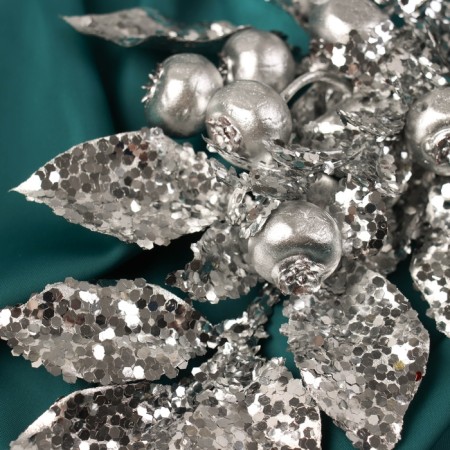 Decor "New Year's Grace" Vetochka Berry, 30x12 cm, silver-1