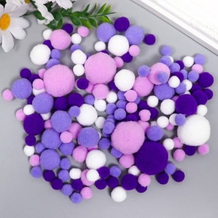 Decor for creativity "Pomponchiki. Violet mood" d = 1-3 cm set of 135 pcs