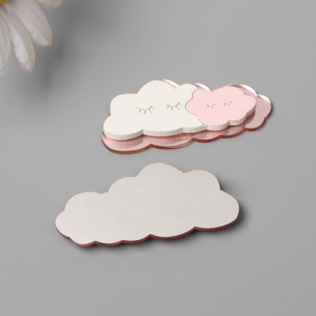 Decor for creativity wood, plastic "Sleeping cloud" Mirror set 2 pcs 5.3x2.6 cm mix-3