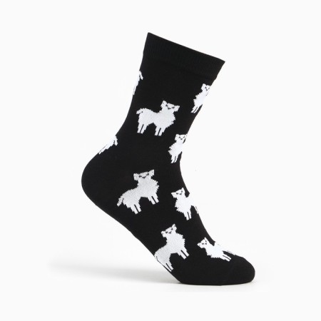 Women's socks, black color/llama, size 35-37