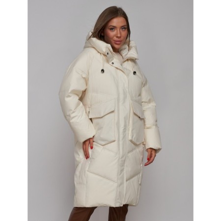 Coat insulated winter female, size 44, beige color-9