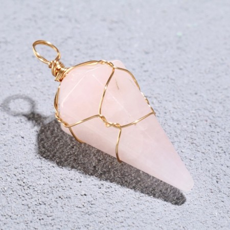 Browler "Crystal Pink Quartz", in wire