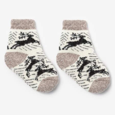 Children's woolen socks "deer", white color, size 14