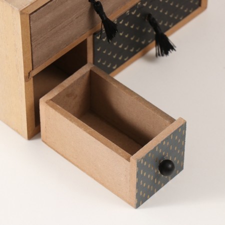 Casket wood 4 boxes "chest of drawers. Different textures" 10x20x13.5 cm-3