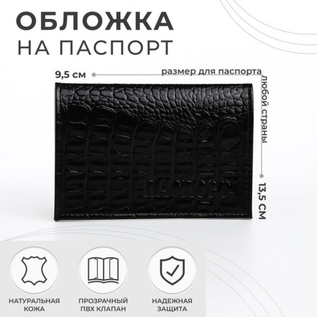 Cover for passport, black color