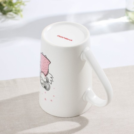 Porcelain share mug "Angel", 380 ml, white color-3
