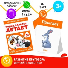 Training cards “Walks, swims, flies”, 16 cards, 3+