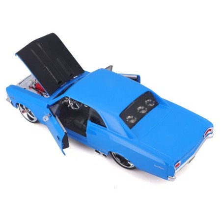MASTO DIE-CAST 1966 Chevelle SS 396 machine, opening doors, 1:24, blue color-7
