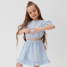 A set for a girl (top, skirt) KAFTAN, size 34 (122-128 cm), blue color