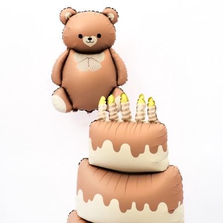 Foil ball 35 “Bear with a bow”, under the air, matte, chocolate color-1