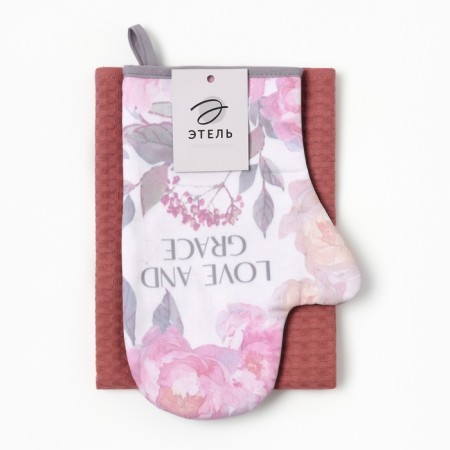 Kit kitchen Love mittens 20x28cm, waffle towel 35x60cm-9