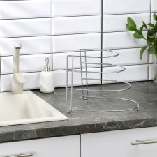 Storage for storing pans for 3 items, 28 × 23 × 22 cm, zinc, silver color