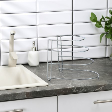 Storage for storing pans for 3 items, 28 × 23 × 22 cm, zinc, silver color