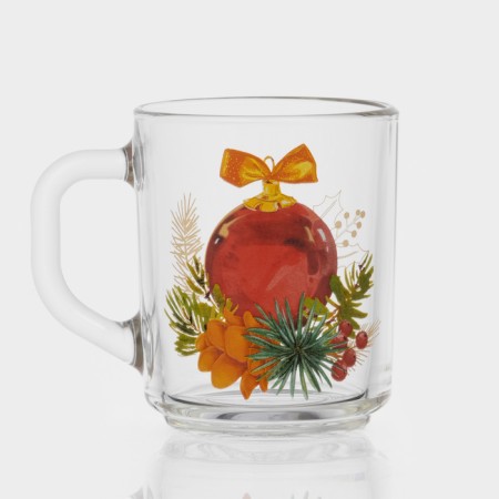 New Year's glass tea mug "New Year's Symbols", 200 ml, mix
