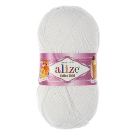 Yarn "Cotton Gold" 55% cotton, 45% acrylic, 330m/100g (55 white)-1